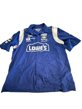 Nascar Lowe's Blue and White Racing Button-Down Shirt